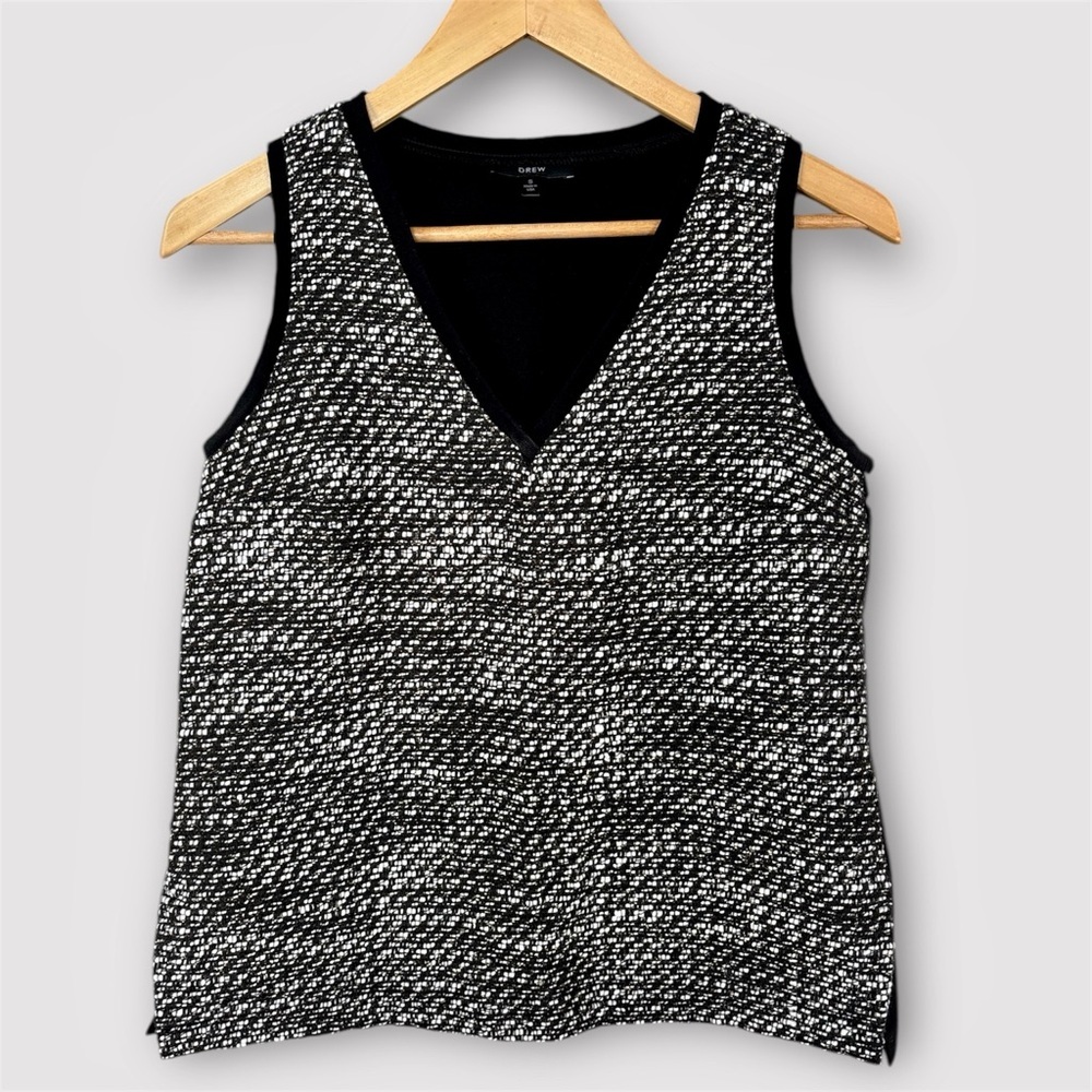 DREW Black Tweed Top